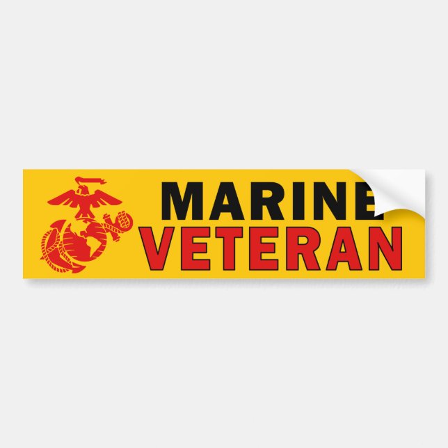Marine Veteran Bumper Sticker Bildekal (Framsidan)