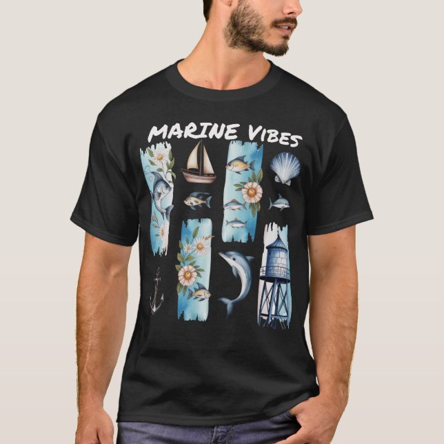 Marine Vibes Ocean Roligt T Shirt (Framsida)