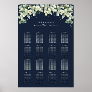 Marineblå 24x36" 16 bord med 10 sittplatser Plakat Poster