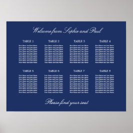 Marineblå 8 bord Wedding Seating Chart Affisch