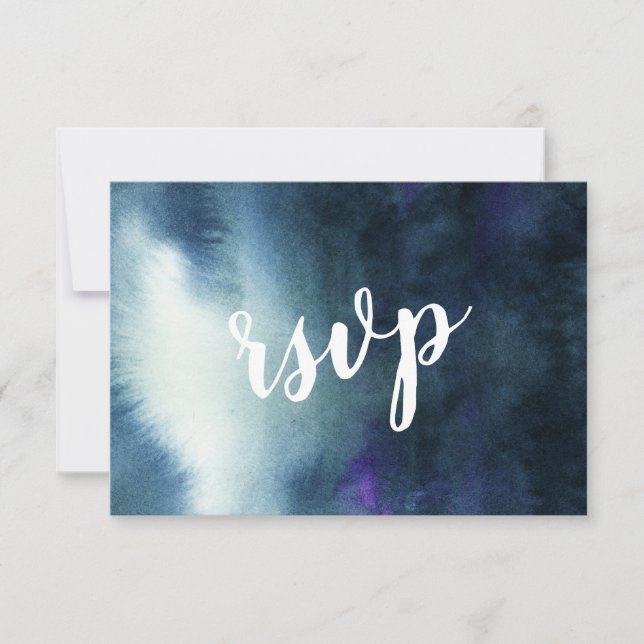 Marineblå Guld med måltidsalternativ Bröllopsanmäl OSA Kort (Framsida)