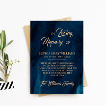 Marineblå & Guld Sympati Minne Tack Kort