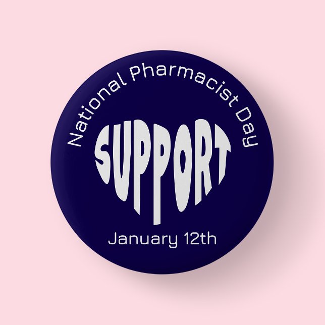 Marineblå nationella farmaceutdag knapp (Pharmacist)