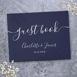 Marineblå signaturskript bröllop gästböcker