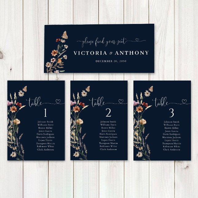 Marineblå Små Vilda Blommor Bröllops Head Table Sk (Skapare uppladdad)