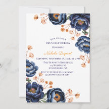 Marineblom och brändoransje blomsterbrunch & bubbe