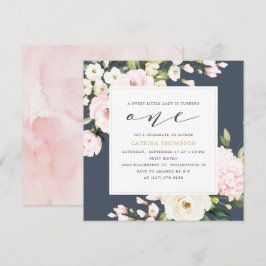  marinens Blommigt Greenery Girl 1st Birthday Part Inbjudningar