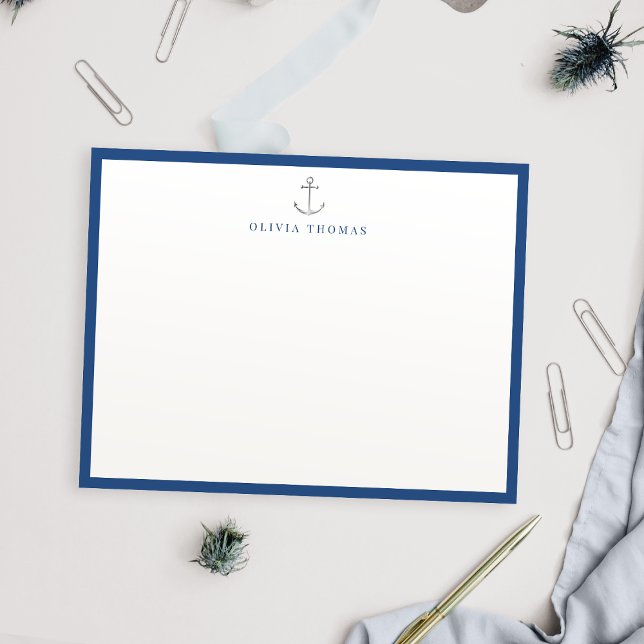 marinens minimalistiska personlig Stationery Anteckningskort (navy nautical minimalist personalized Stationery Note Card)