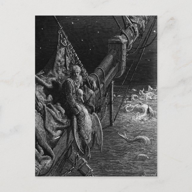 Mariner tittar på serpenterna i havet vykort (Framsida)