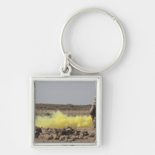 Marinerna tillhandahåller säkerhet fyrkantig silverfärgad nyckelring (Framsidan)