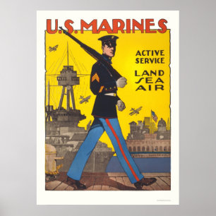 Marines - aktiv tjänst - land, hav, luft poster