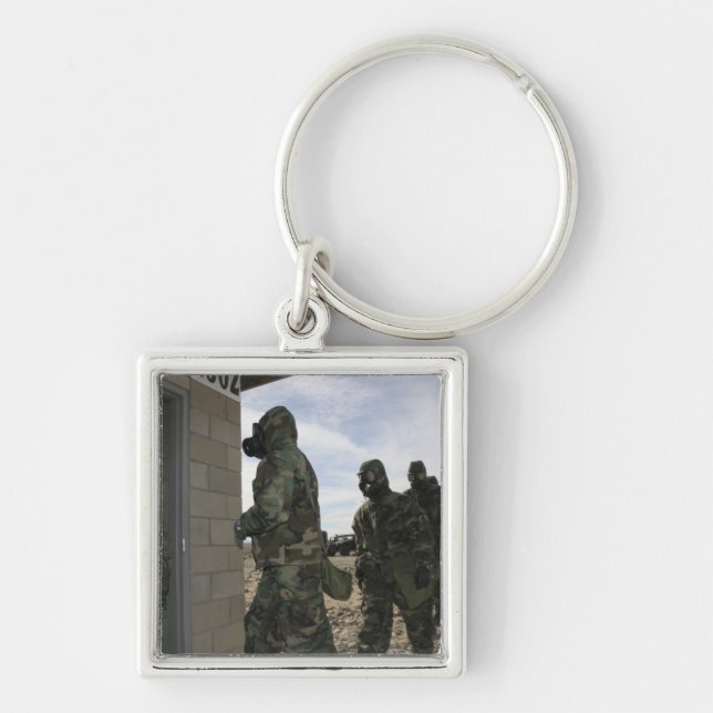 Marines and Sailors-fil in i gaskammaren Fyrkantig Silverfärgad Nyckelring (Framsidan)
