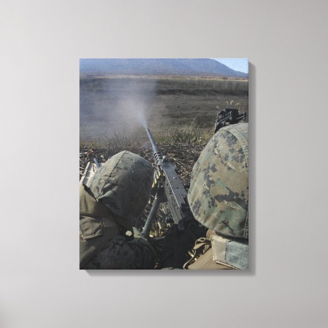 Marines eld och M2 50 kaliber maskin pistol Canvastryck (Framsida)