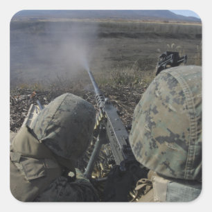 Marines eld och M2 50 kaliber maskin pistol Fyrkantigt Klistermärke