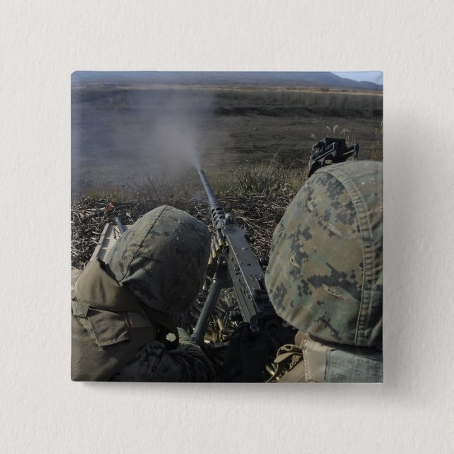 Marines eld och M2 50 kaliber maskin pistol Knapp (Framsida)
