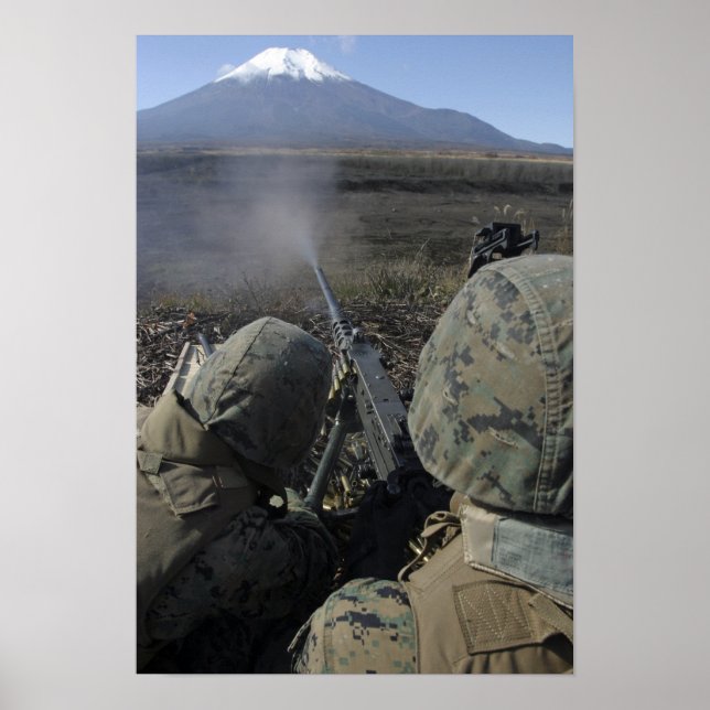 Marines eld och M2 50 kaliber maskin pistol Poster (Framsidan)