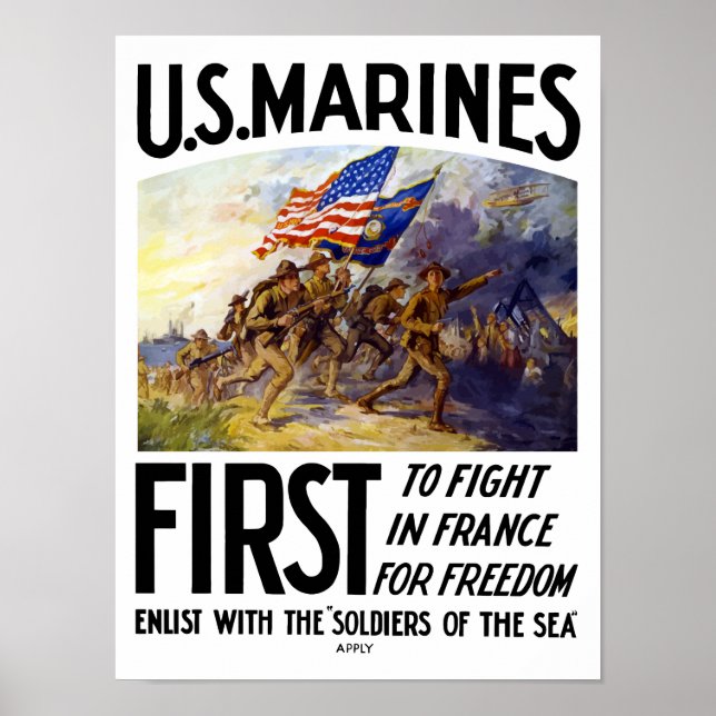 Marines - första till kampen i Frankrike Poster (Framsidan)