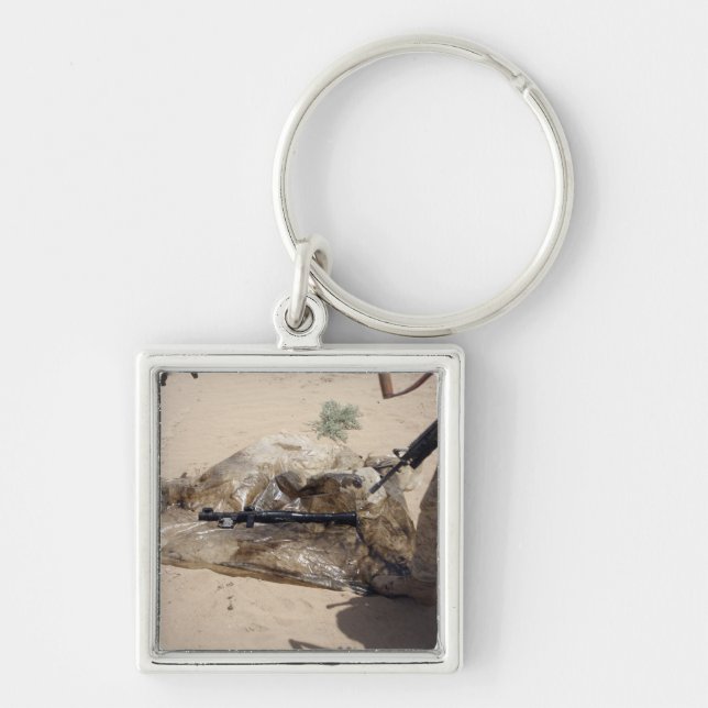 Marines Fyrkantig Silverfärgad Nyckelring (Framsidan)