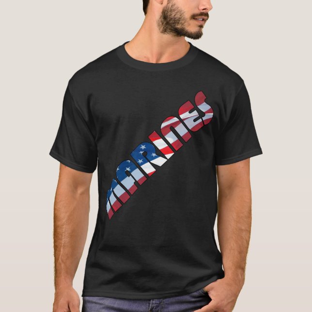 MARINES in Wave American Flagga Tont T-shirt (Framsida)