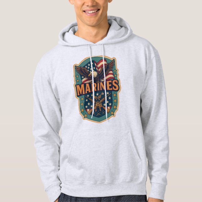 "Marines" over eagle & flag hoodie (Framsida)