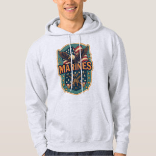 "Marines" över örn & flagg-tröja Hoodie