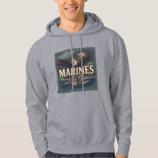 "Marines" över örn & flagga hoodie