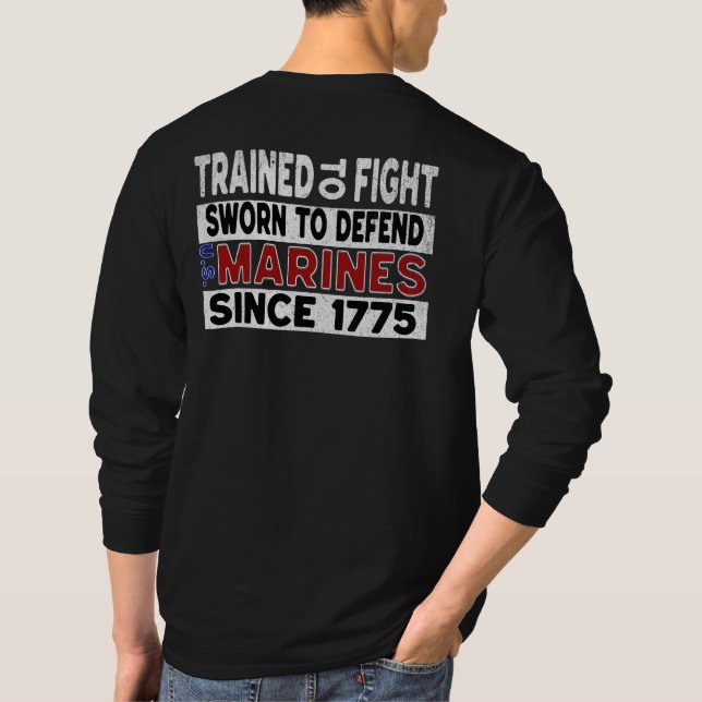 MARINES utbildad i att bekämpa Longsleeve Shirt T Shirt (Baksida)