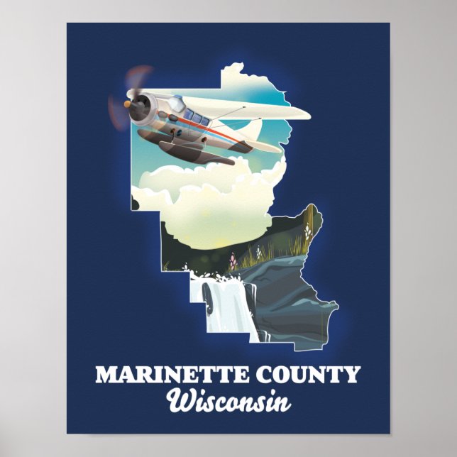 Marinette County Wisconsin karta Poster (Framsidan)