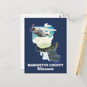 Marinette County Wisconsin karta Vykort