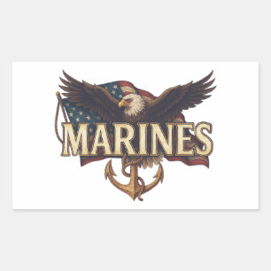 Marinkår Veteran Logotyp Emblem Rektangulärt Klistermärke