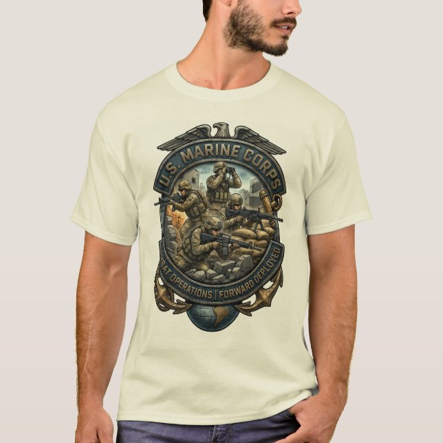 Marinkåren i stridsficka t shirt (Framsida)