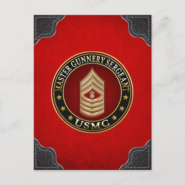 Marinkåren: Master Gunnery Sergeant (USMC MGySgt) Vykort (Framsida)