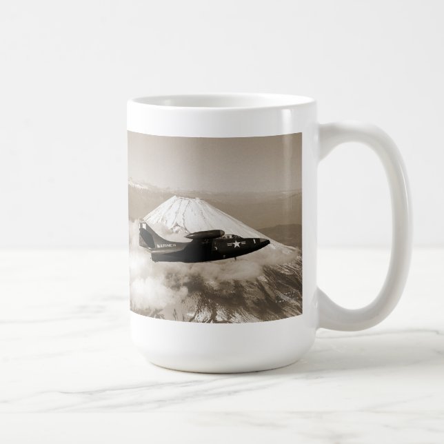 Marinkorpralflygplan Mount Fuji Japan och Kaffemugg (Höger)