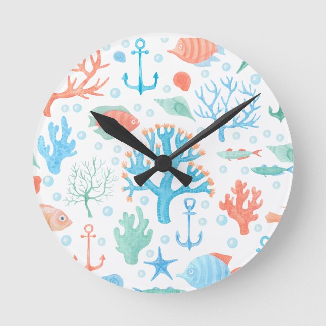 Marino Nautical Decor Wall Clock Rund Klocka (Framsida)