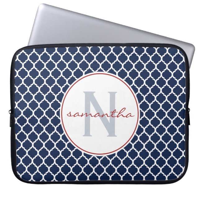 MarinQuatrefoil Monogram Laptop Sleeve (Framsidan)