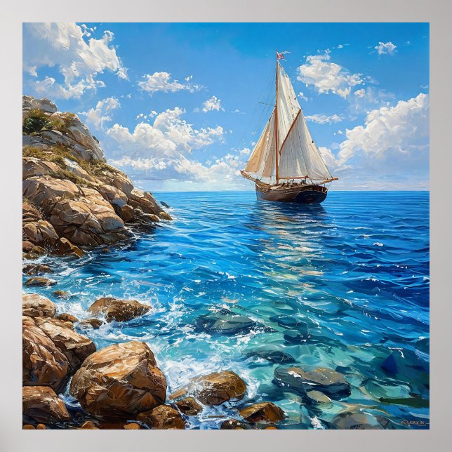 ⛵ Marinseglande Fartyg Hav Väggkonst Dekor 🌊✨ (Framsidan)
