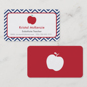 Marinsparre och röda Apple lärarevisitkortar Visitkort