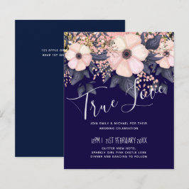 Marint blå rosa modern bröllopsbudget