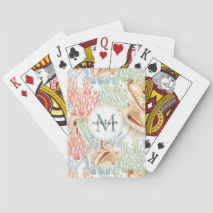 Marint liv, färgstarkt undervattensmonogram casinokort