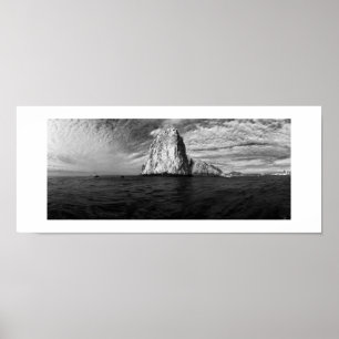 Marint Sten-panoramabilt och vitt foto Poster