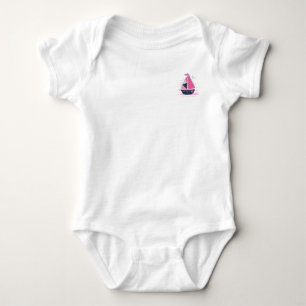 Marint tema flickaktig segelbåt rosa prickig segel t shirt