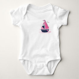 Marint tema flickigt segelbåt rosa prickigt segel  t shirt