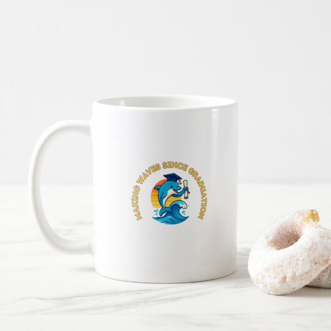 Marinvetenskap examen rolig delfin kaffemugg (Med munk)