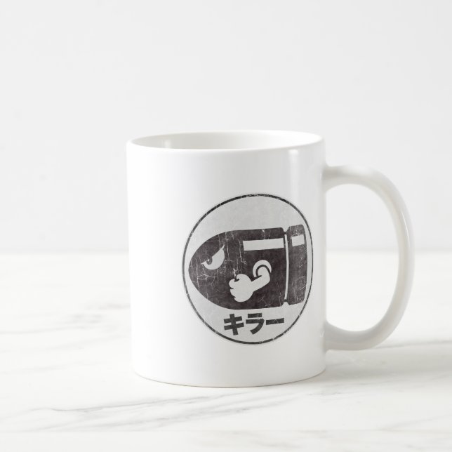 Mario Bullet Bill Distress Kanji Logo Kaffemugg (Höger)
