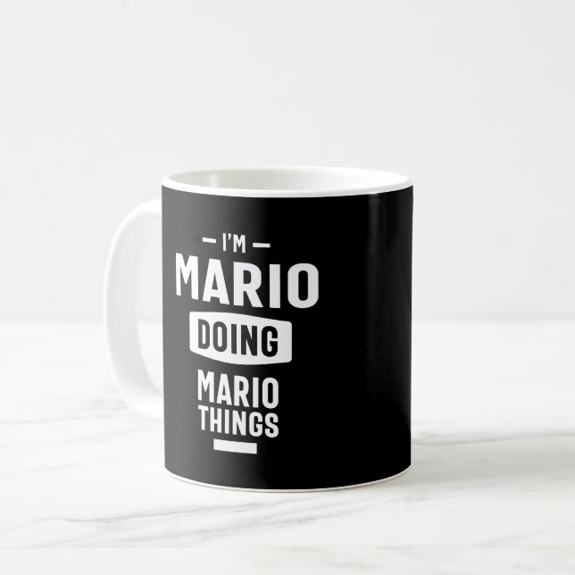 Mario Personlig Namn Birthday Gift Kaffemugg (Framsida vänster)