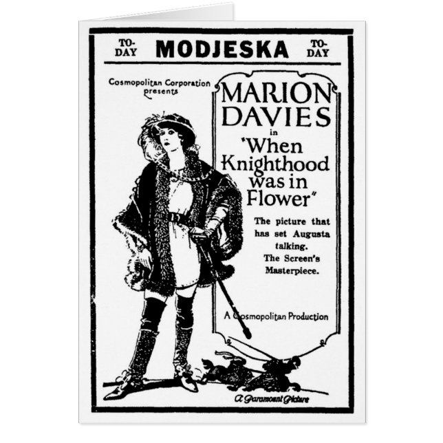Marion Davies Knighthoodblomma 1923 Hälsningskort (Framsidan)