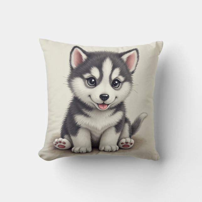 marionett och ben Pillow (Baby Husky) Kudde (Framsida)