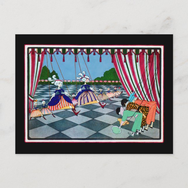 Marionette Curtsy ~ vykort/inbjudningar Vykort (Framsida)