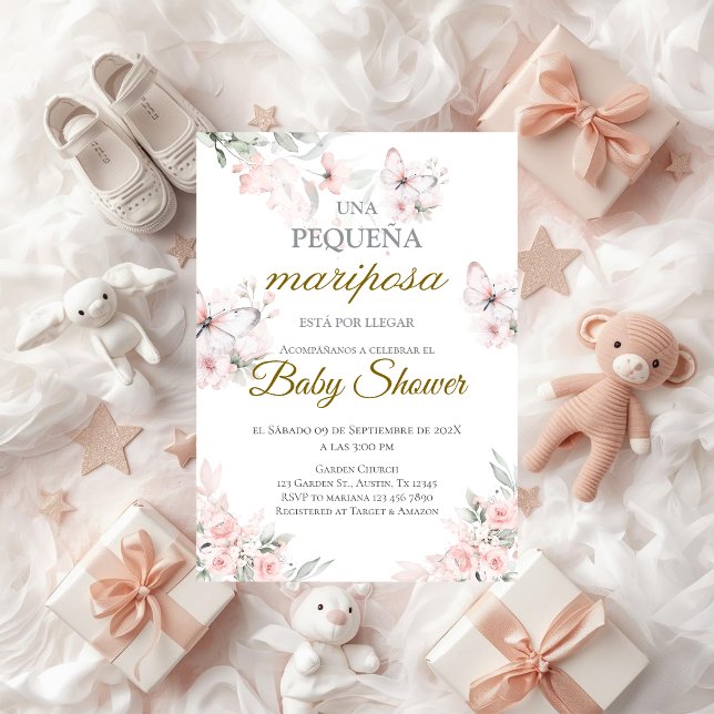 Mariposa Baby Shower-inbjudan på spanska Inbjudningar (Skapare uppladdad)