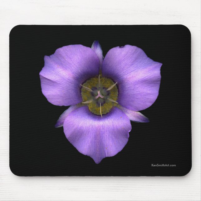 Mariposa lilja Mousepad, svart Musmatta (Framsidan)